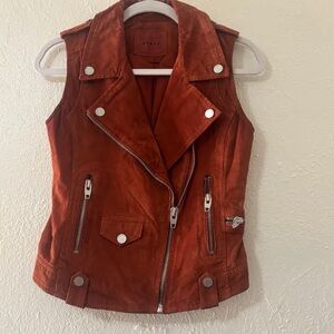 Blank NYC Leather Suede Red Brown Vest XS